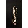 Image 1 : PEARL NECKLACE (28") SET WITH RUBIES & DIAMONDS & APPROX 18K CLASP (10G)