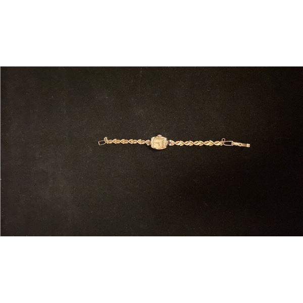 APPROX 14K OMEGA LADIES WRISTWATCH SET WITH DIAMONDS (13.8G)