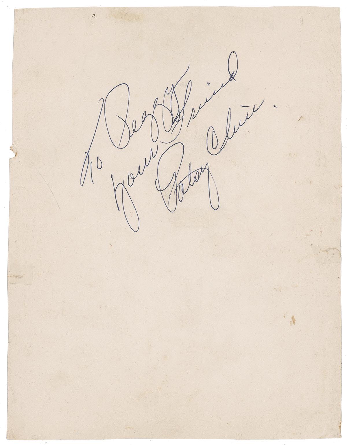 Patsy Cline Autograph Program Patsy Cline