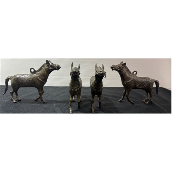 4 Bronze Horse Figurines