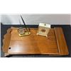 Image 2 : Wood Lap Desk with Clocks and Pen