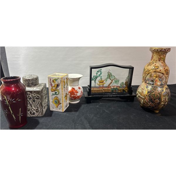 Asian-Style Decorative Vases and Orm
