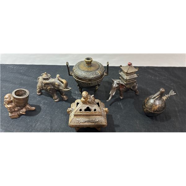 Six Asian-Inspired Brass and Metal Miniatures