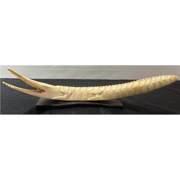 Hand-Carved Crocodile Bone or Antler Figure