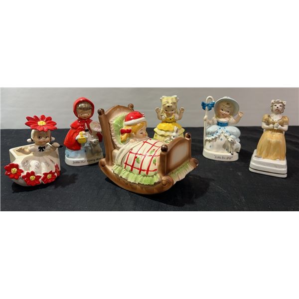 6 Porcelain Nursery Rhyme Figures