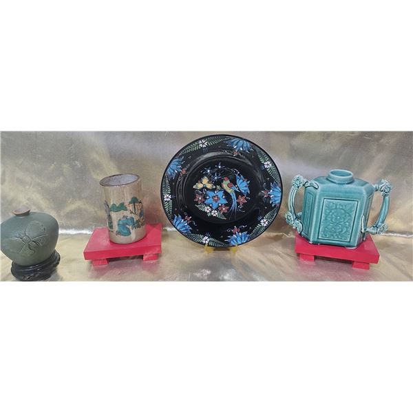 Decorative Asian Ceramics and Plate