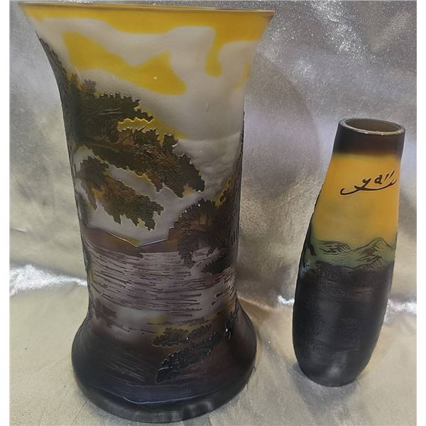 Two Cameo Art Glass Vases
