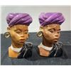 Image 1 : Ceramic Female Bust Head Vases Pair