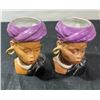 Image 2 : Ceramic Female Bust Head Vases Pair