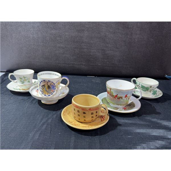 Bone China Cups and Saucers, 5 Sets