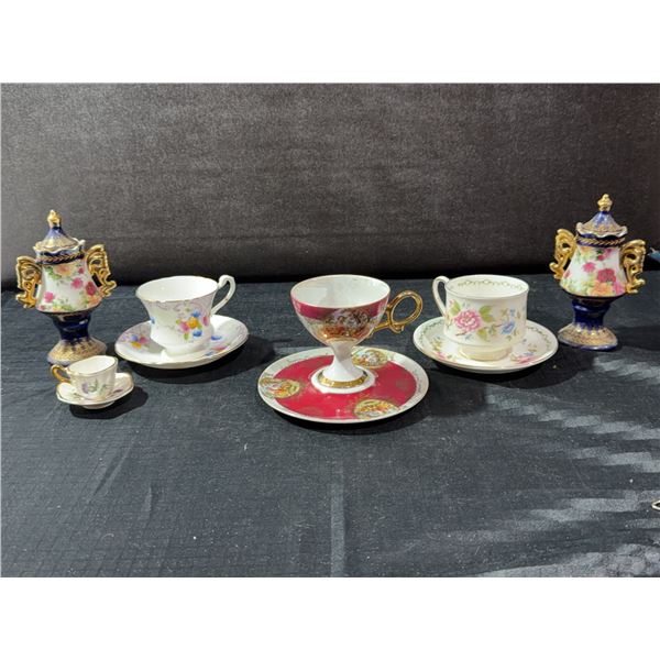 Tea Cup and Ornament Assortment, 7 Pieces
