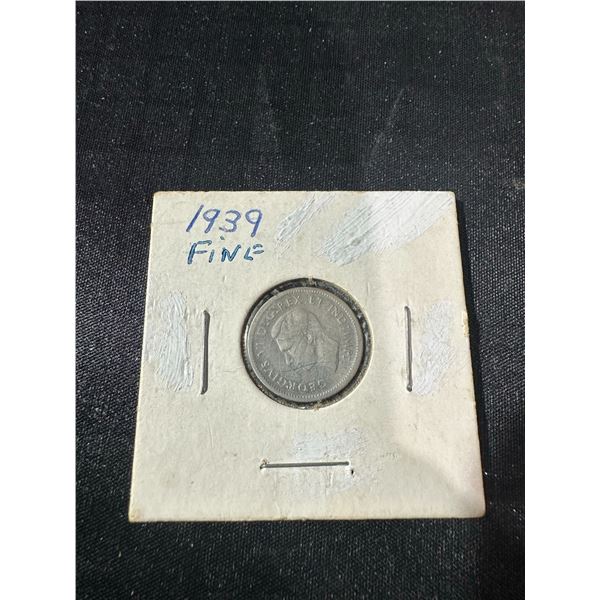 1939 Canada 10 Cents Silver Coin