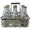 Image 3 : Vintage Milk Carrier with 6 Glass Bottles - 5  Bottles have the cardboard tops - 1 Valley Dairy & 1 