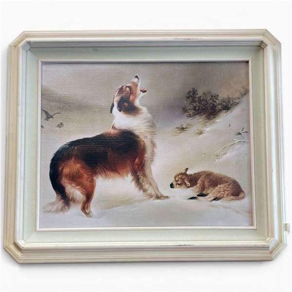 Vintage Giclee Painting "Found" * Attributed to Albrecht Schenck * Frame dimensions 28" x 24"