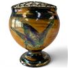 Image 1 : 1940s Scottish "SanToi" Lusterware Vase with Wire Floral Cage - Brittania Pottery Co. (6" Tall X 6"