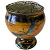 Image 2 : 1940s Scottish "SanToi" Lusterware Vase with Wire Floral Cage - Brittania Pottery Co. (6" Tall X 6"