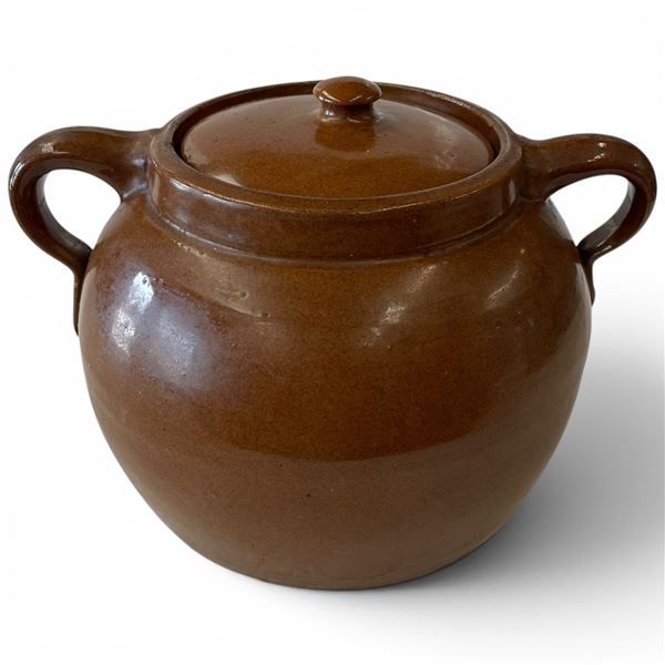 Glazed Pottery Bean Pot (8" tall x 9" diameter)