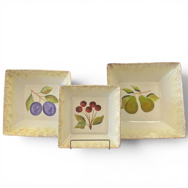 Landis 3 Piece Glazed Ceramic Bowl Set - Largest is 16" x 16" x 5" deep