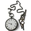 Image 1 : Antique Sterling Silver 1.5" Pocket Watch - No glass (Fob is not stamped - do not know if fob is sil