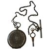 Image 2 : Antique Sterling Silver 1.5" Pocket Watch - No glass (Fob is not stamped - do not know if fob is sil