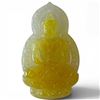 Image 1 : Yellow to Clear Buddha Medallion with Certificate of Authenticity - 3" x 2" wide