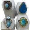 Image 1 : 4 New Rings * all stamped .925 * (Turquoise, Ocan Agate and Larimar) Longest ring  is 35mm * Total w