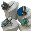 Image 2 : 4 New Rings * all stamped .925 * (Turquoise, Ocan Agate and Larimar) Longest ring  is 35mm * Total w