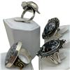 Image 2 : 4 New Rings * all stamped .925 * (White Buffalo Turquoise) Longest ring  is 37mm * Total weight: 48 