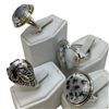 Image 2 : 4 New Rings * all stamped .925 * (White Buffalo Turquoise) Longest ring  is 29mm * Total weight: 43 