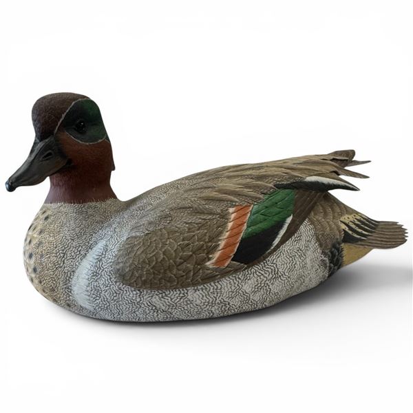 1998 Rusty Rutherford "Green Winged Teal" Hand Carved & Painted Decorative Decoy - Signed by Artist