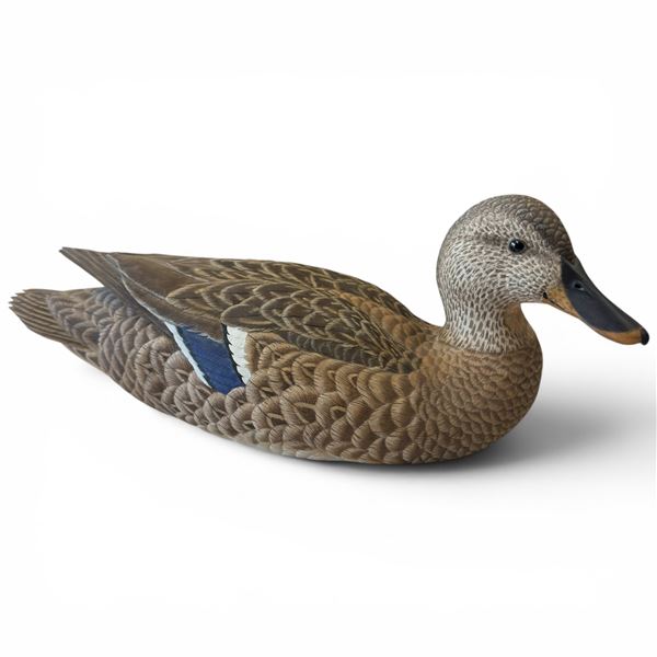 1990 Rusty Rutherford "Blue Winged Teal" Hand Carved & Painted Decorative Decoy - Signed by Artist