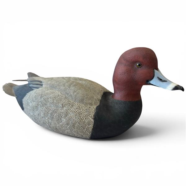 2000 Rusty Rutherford "Red Head Duck" Hand Carved & Painted Decorative Decoy - Signed by Artist