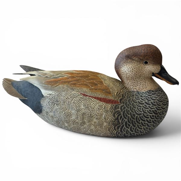2000 Rusty Rutherford "Gadwell Drake" Hand Carved & Painted Decorative Decoy - Signed by Artist