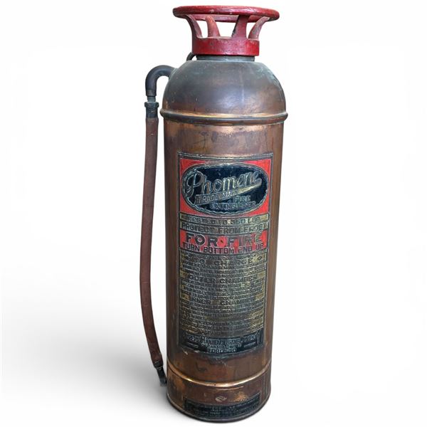 Vintage Copper and Brass Phomene 2.5 Gallon Fire Extinguisher