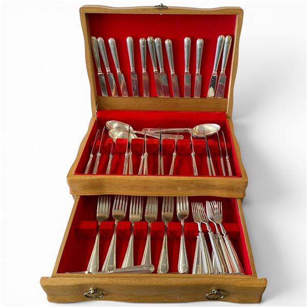 Vintage CPR Monogramed Silver Plated Flatware in Chest - Elkington Canada - Sold by A. T. Wiley Co. 