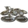 Image 1 : Vintage CPR Monogramed Silver Plated Serve Ware (Tea pot, creamer, sugar and small platters) - Elkin