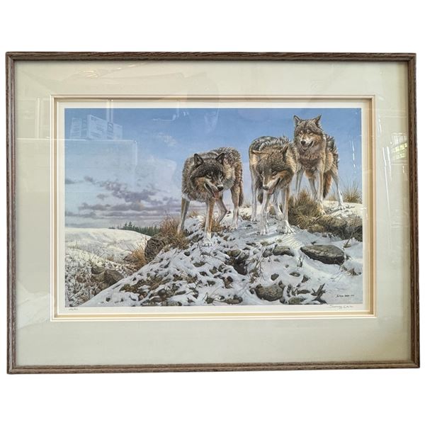 John Seerey Lester Ltd. Editon Print "High Ground Wolves" - #484/950  (Triple matted in a 36" x 28" 