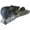 Image 2 : C. Jenkins Signed Large Soapstone Caring of "Mother and Cub" 6" x 18" long x 8" wide