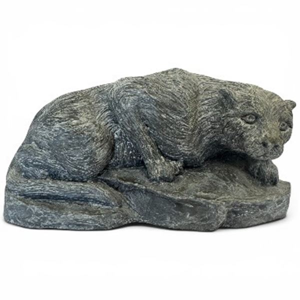 Vintage Pearlite Cougar Statue by Stonecroft * 4" x 7.5" x 4" tall