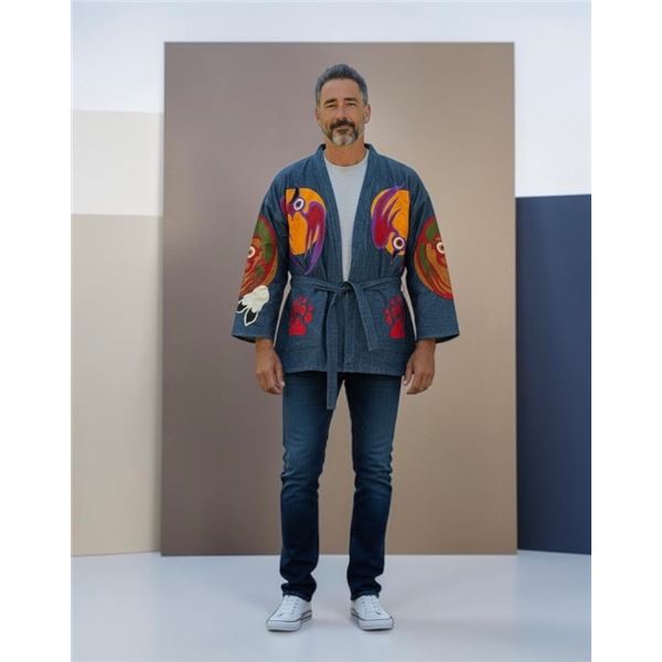Original Paul Johnny Wearable Art Jacket -  Hand Stitched Flannel & Denim with COA(raglan sleeve) Ca