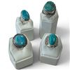Image 1 : 4 New Turquoise Rings * all stamped .925 *Longest ring  is 31mm * Total weight: 32 grams