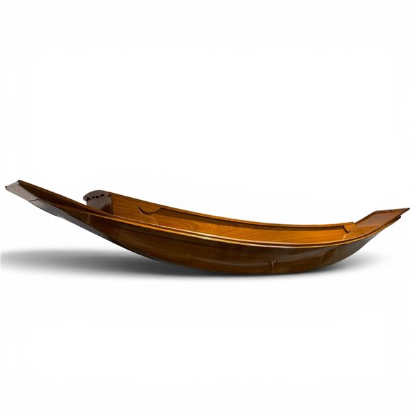 First Nations Hand Crafted Teak Ceremonial Boat - 8" Long x 19.5" wide x 10" tall in the center