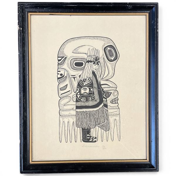 Zimmerman Ltd. Editon Print "Tlingit Tribe Dancer" - #156/250 - Frame dimensions:  9.5" x 11"