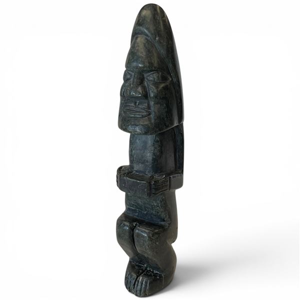 1988 Semi Maliki Soap Stone Statue from Repulse Bay - 9" tall  2" diameter (with Canadian Eskimo Art