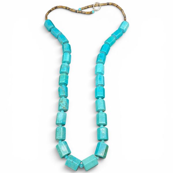 26" Turquoise Bead Necklace - 1/2" x 1/2" beads