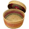 Image 1 : Petite Sweet Grass Basket with Lid - 2.5" deep x 5" diameter