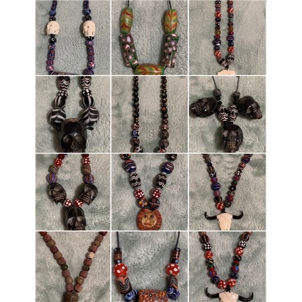 Collection of Vintage International Bead Necklaces - Variety of Materials, including, glass, stone a