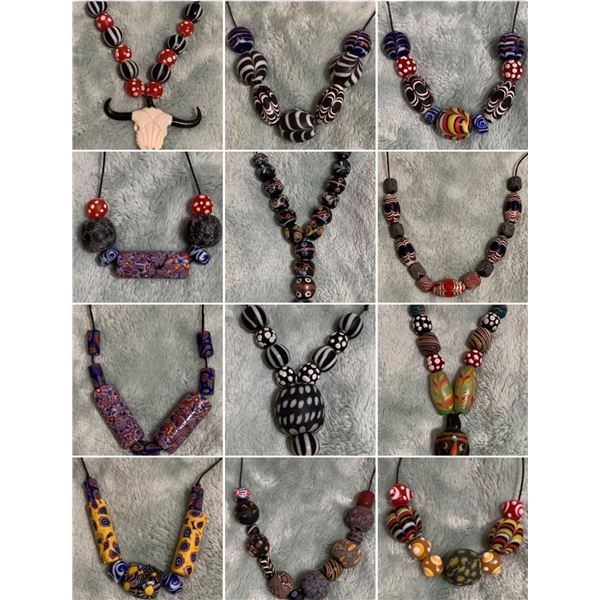 Collection of Vintage International Bead Necklaces - Variety of Materials, including, glass, stone a