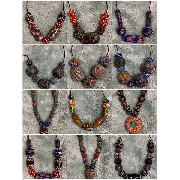 Collection of Vintage International Bead Necklaces - Variety of Materials, including, glass, stone a