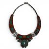 Image 3 : Tibetan Design Handmade Necklace with Turquoise and Coral Stones 16" Long - Stamped .925